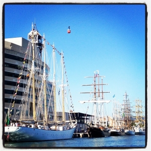 Beautiful classic tall ships visiting Barcelona